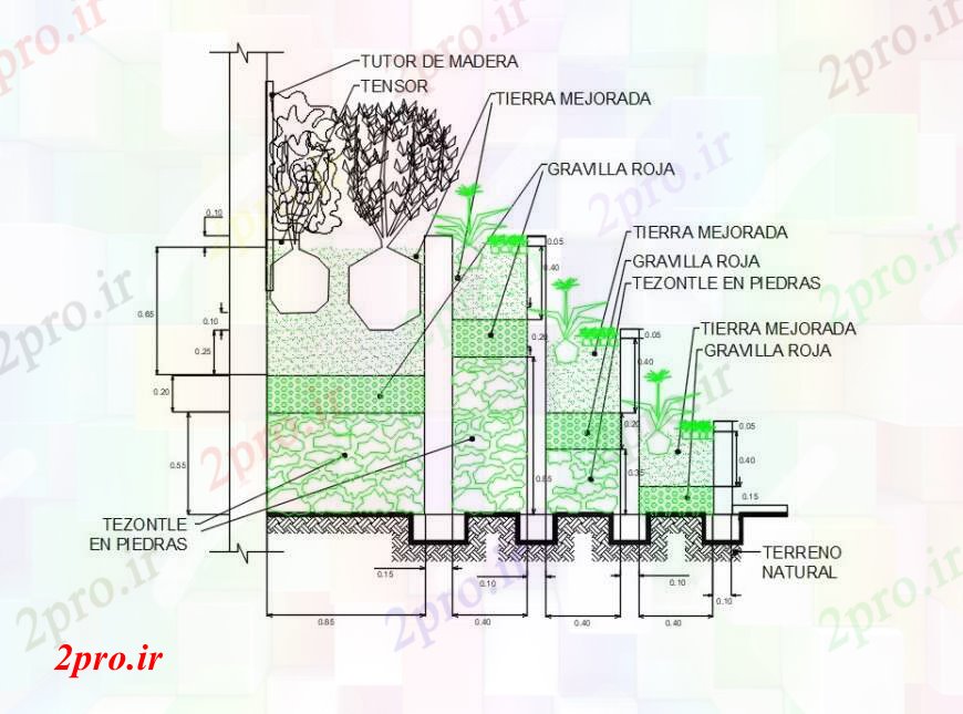 دانلود نقشه اتوماسیون باغ  باغ  ساختار های سنگ فرش سنگ و محوطه سازی جزئیات  (کد94630)