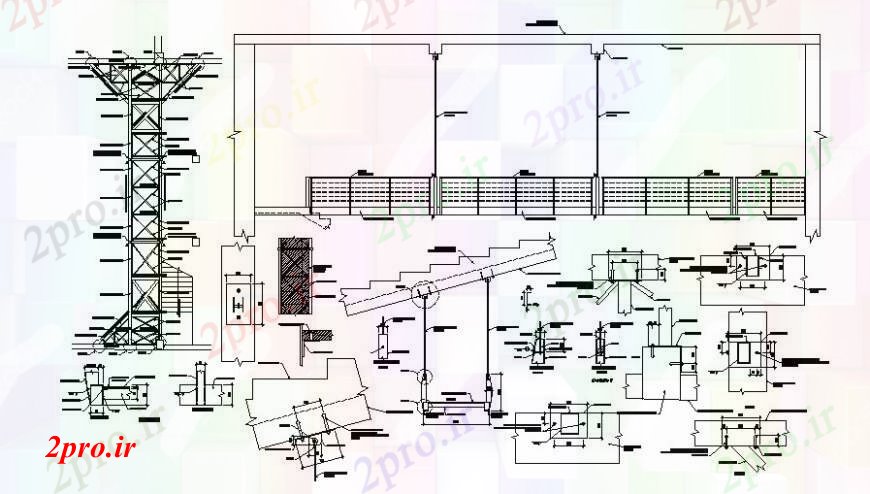دانلود نقشه جزئیات ساخت پل فلزی بخش پل ساختار و ساختار سازنده طراحی جزئیات  (کد94653)