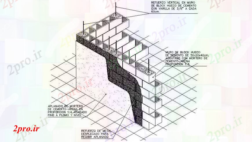 دانلود نقشه  جزئیات دیوار های آجری آجر بخش دیوار و ساختار سازنده دو بعدی  طراحی جزئیات  (کد94657)