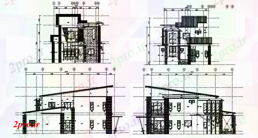 دانلود نقشه مسکونی  ، ویلایی ، آپارتمان  Koris مقابل خانه و نما عقب و بخش طراحی جزئیات  (کد94669)