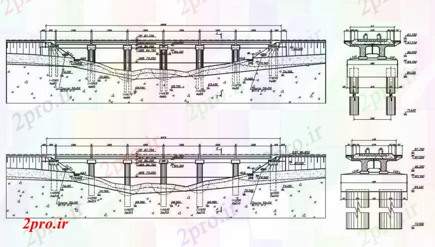 دانلود نقشه جزئیات ساخت پل طراحی  دو بعدی  نما پل  مرکز  اتوکد (کد94685)
