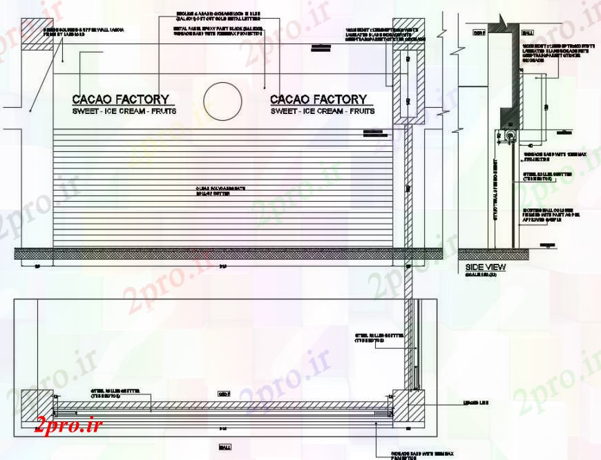 دانلود نقشه کارخانه صنعتی  ، کارگاه طراحی  دو بعدی  از کاکائو کارخانه  فروشگاه  اتوکد (کد94710)