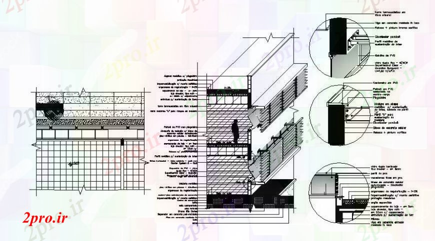 دانلود نقشه طراحی جزئیات ساختار برش بخش سازنده، بخش دیوار و جزئیات ساختار برای خانه (کد94744)