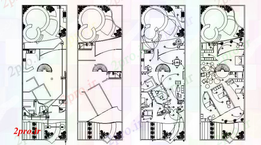 دانلود نقشه مسکونی  ، ویلایی ، آپارتمان  مسکونی توزیع طرحی طبقه خانه و جزئیات  محوطه سازی  (کد94754)