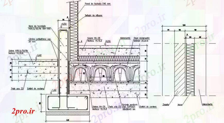 دانلود نقشه طراحی جزئیات ساختار بخش سقف و ساختار سازنده دو بعدی  طراحی جزئیات  (کد94763)
