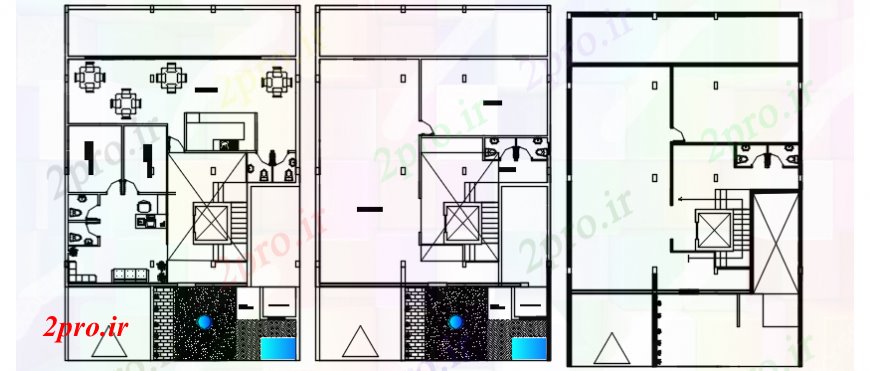 دانلود نقشه ساختمان دولتی ، سازمانی بخشی) طرحی نمای بالای بانک 21 در 21 متر (کد94785)