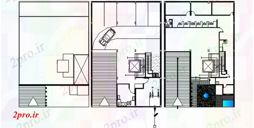 دانلود نقشه ساختمان اداری - تجاری - صنعتی ایوان و فاصله و جزئیات مبلمان طرح 14 در 22 متر (کد94788)