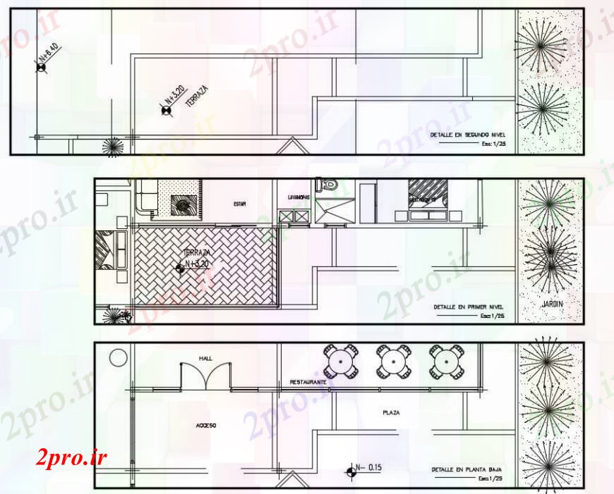 دانلود نقشه مسکونی  ، ویلایی ، آپارتمان  طراحی  دو بعدی  تراس نما درونی  اتوکد (کد94797)