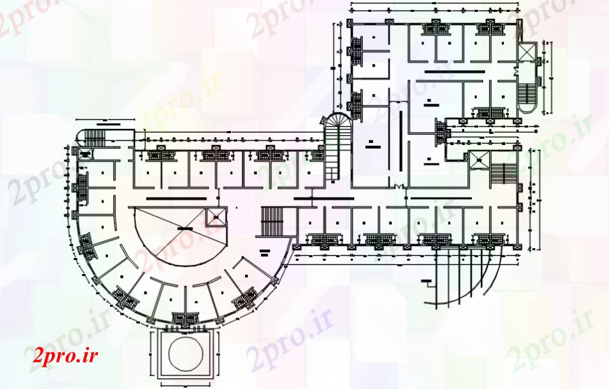 دانلود نقشه بیمارستان - درمانگاه - کلینیک طرحی معماری جزئیات یک سایت 54 در 79 متر (کد94815)