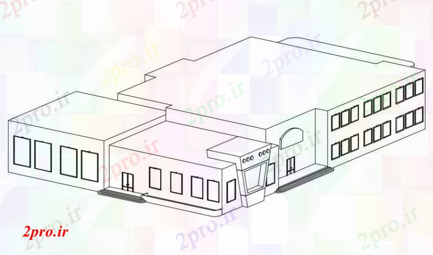 دانلود نقشه دانشگاه ، آموزشکده ، مدرسه ، هنرستان ، خوابگاه - طراحی دو بعدی مدرسه بالای صفحه اتوکد بیرونی 36 در 61 متر (کد94829)