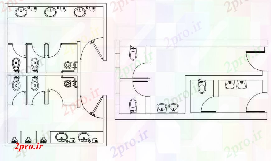دانلود نقشه حمام مستر طراحی  دو بعدی  نما توالت  اتوکد جزئیات (کد94847)