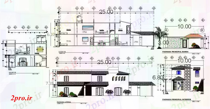 دانلود نقشه مسکونی  ، ویلایی ، آپارتمان  نما و بخش طراحی  های آپارتمان  ی  (کد94902)