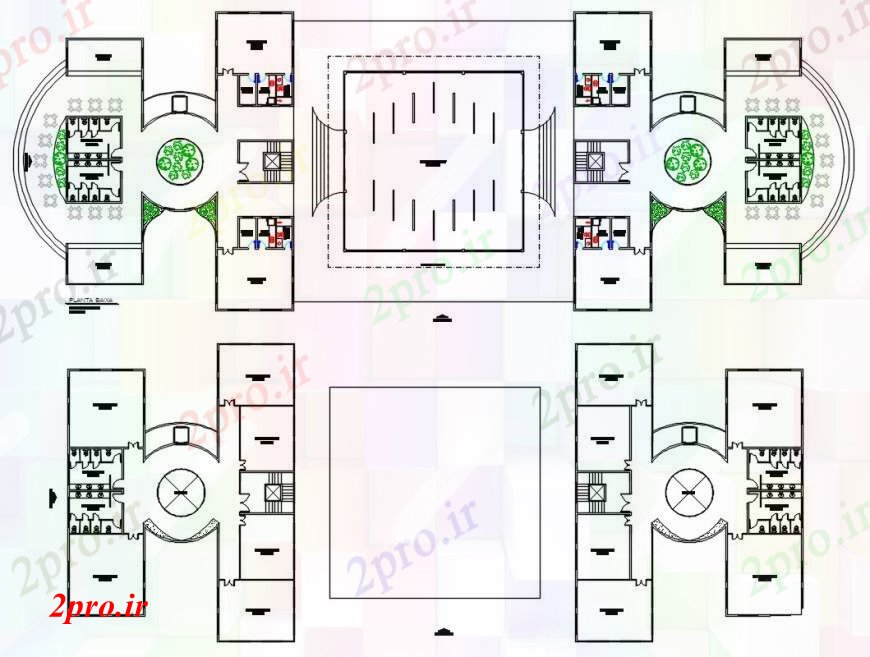 دانلود نقشه مسکونی  ، ویلایی ، آپارتمان  تقدیر مسکونی تجاری ساختمان دو طبقه توزیع طراحی جزئیات (کد94920)