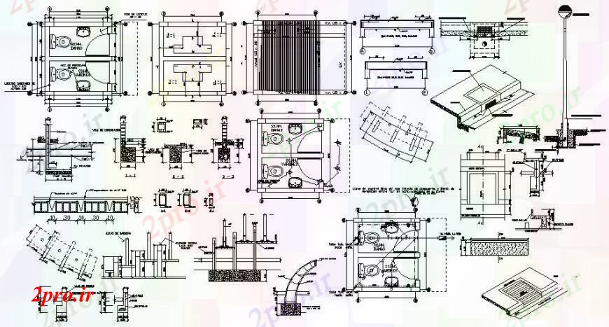 دانلود نقشه حمام مستر بخش توالت دوقلو، ساخت، نصب و لوله کشی ساختار طراحی جزئیات 15 در 18 متر (کد94966)
