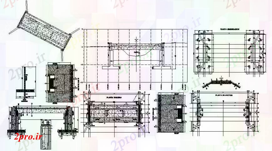 دانلود نقشه جزئیات ساخت پل پل خودرو بخش سازنده و ساختار طراحی جزئیات  (کد94976)
