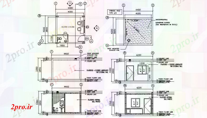 دانلود نقشه جزئیات و طراحی داخلی دفتر کابین دفتر با توالت تمام بخش و طرحی های  طرفه جزئیات طراحی  (کد95015)