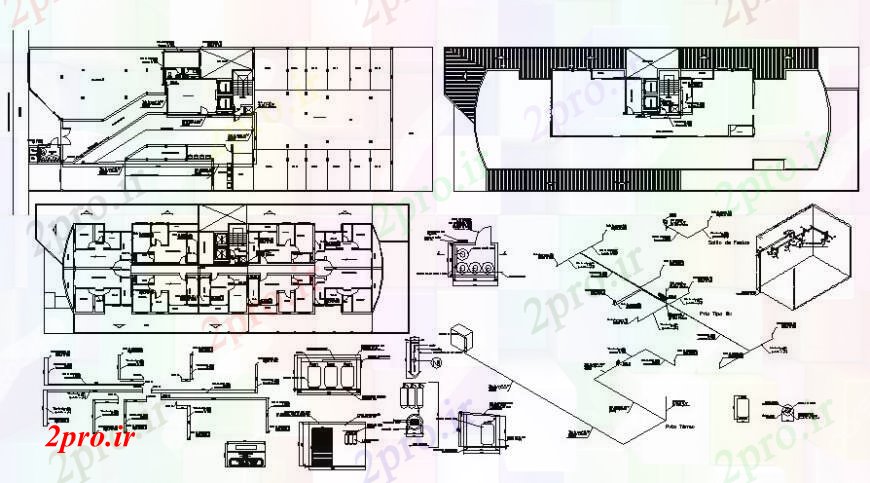 دانلود نقشه مسکونی ، ویلایی ، آپارتمان لوکس طرحی توزیع خانه باشگاه، ساختار و لوله کشی جزئیات 14 در 46 متر (کد95017)