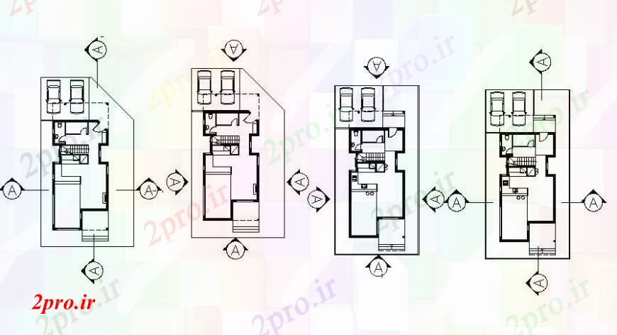 دانلود نقشه مسکونی ، ویلایی ، آپارتمان چند خانه های تک خانواده طرحی 7 در 13 متر (کد95022)