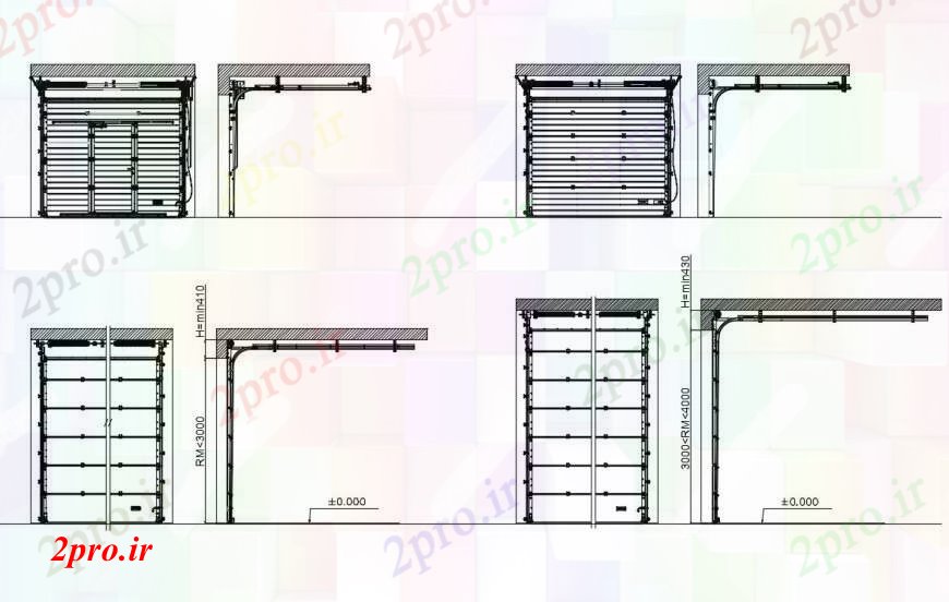 دانلود نقشه جزئیات طراحی در و پنجره   طراحی جزئیات نما درب سربار با مساحت دریچه (کد95040)