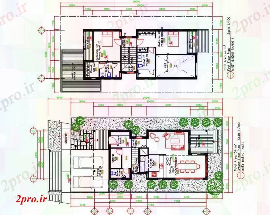 دانلود نقشه مسکونی  ، ویلایی ، آپارتمان  زمین خانه دوبلکس و طبقه اول توزیع طرحی های (کد95055)