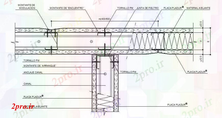 دانلود نقشه طراحی جزئیات ساختار برخورد سقف و ساختار طراحی جزئیات  سازنده (کد95116)