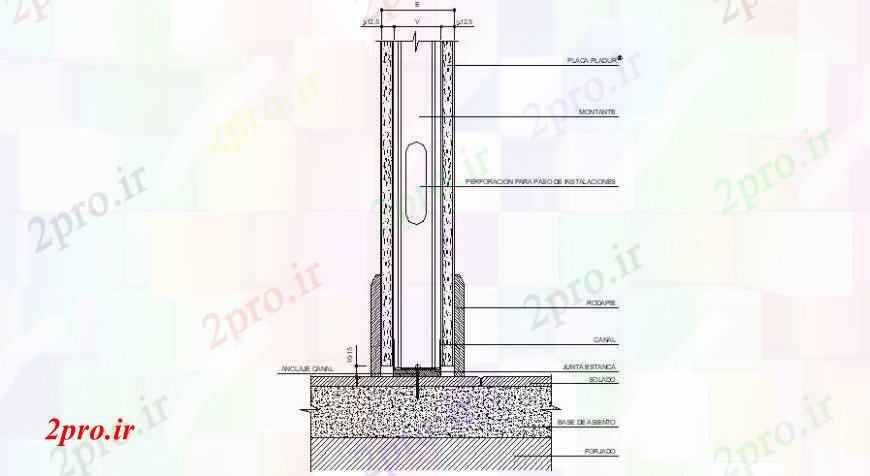 دانلود نقشه جزئیات ستون بخش جای پای ستون و ساختار طراحی جزئیات  (کد95121)