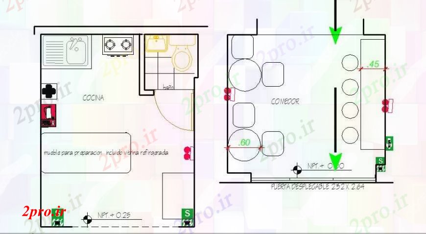 دانلود نقشه آشپزخانه آشپزخانه برای طراحی دفتر با مبلمان طراحی جزئیات  (کد95189)