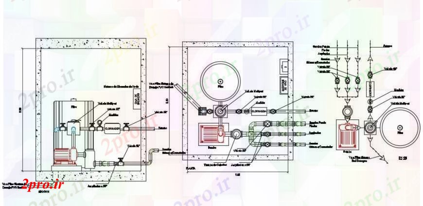 دانلود نقشه جزئیات لوله کشی بخش پمپ خانه آب، طرحی و ساختار لوله کشی طراحی جزئیات (کد95213)