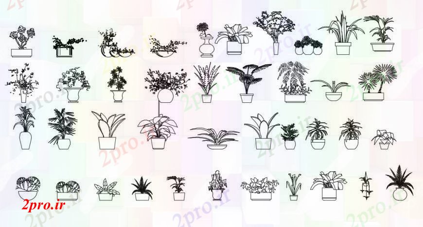 دانلود نقشه درختان و گیاهان جزئیات  طراحی های گیاهان باغ  گل (کد95238)