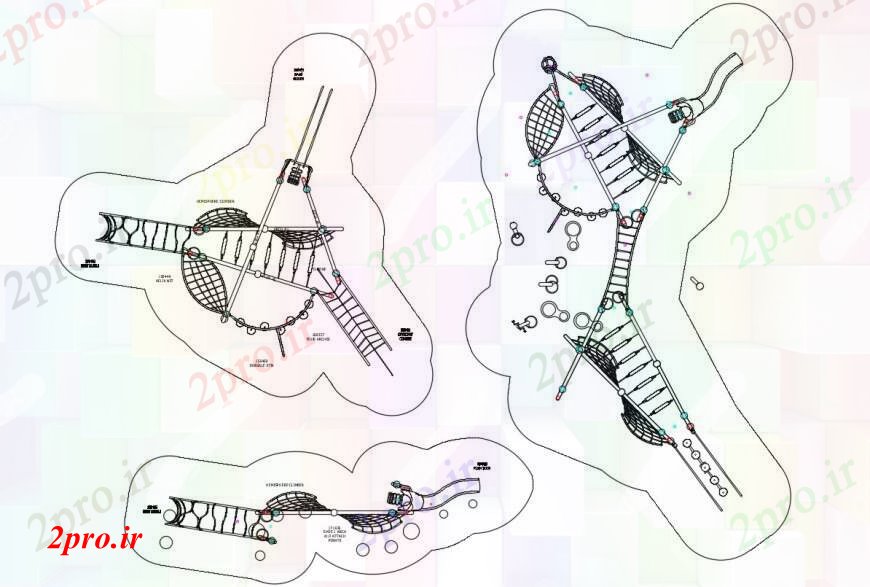 دانلود نقشه ورزشگاه ، سالن ورزش ، باشگاه طراحی  دو بعدی  از نما بالای  اتوکد زمین بازی (کد95244)