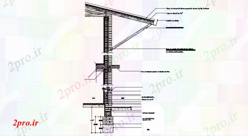 دانلود نقشه طراحی جزئیات ساختار قطع برای پایان سقف چوبی بیش از دو برابر دیوار ساختار آجر سنگ تراشی جزئیات (کد95245)
