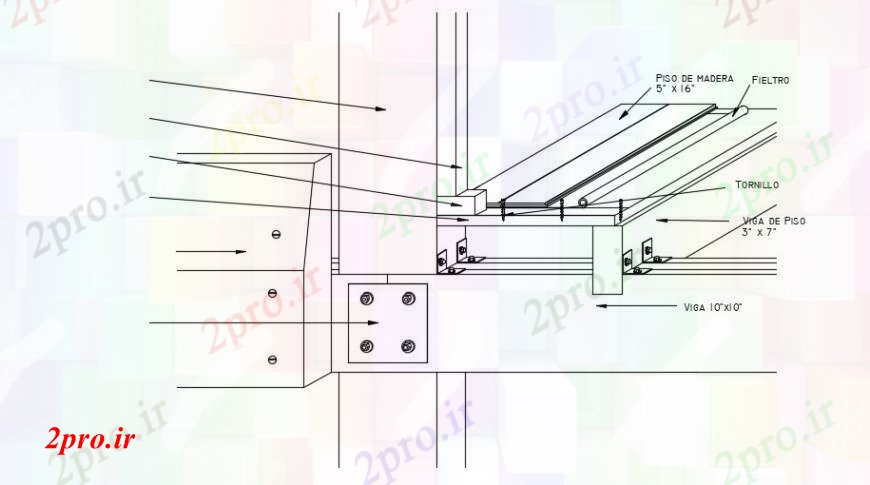 دانلود نقشه طراحی جزئیات ساختار سقف و سازه اشکوب کوتاه ساختار سازنده چوبی جزئیات (کد95254)