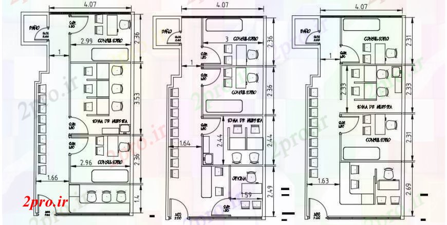 دانلود نقشه جزئیات و طراحی داخلی دفتر کابین مطب دکتر متعدد برنامه ریزی و طرحی مبلمان طراحی جزئیات 5 در 10 متر (کد95295)