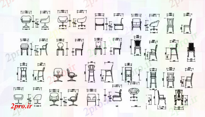دانلود نقشه میز و صندلی چند چوبی بلوک های کوچک نما صندلی طراحی جزئیات  (کد95330)