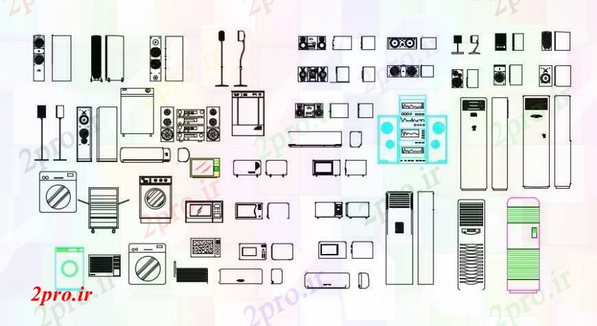 دانلود نقشه بلوک ، آرام ، نماد چند خانوار مفید بلوک تجهیزات الکتریکی طراحی جزئیات  (کد95336)