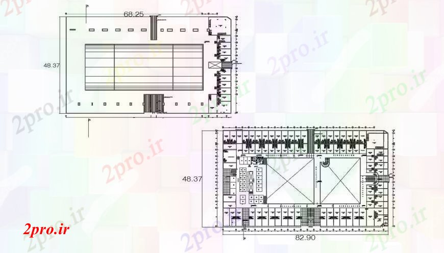 دانلود نقشه هایپر مارکت  - مرکز خرید - فروشگاه طراحی  دو بعدی  از مرکز خرید  اتوکد شکن (کد95340)