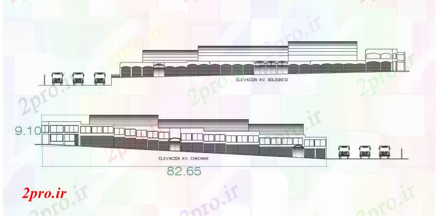 دانلود نقشه هایپر مارکت - مرکز خرید - فروشگاه طراحی دو بعدی از مرکز خرید اتوکد بیرونی نما 47 در 83 متر (کد95341)