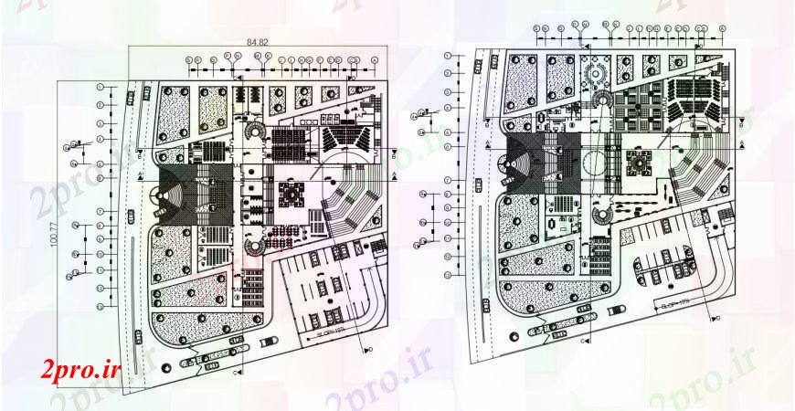 دانلود نقشه تئاتر چند منظوره - سینما - سالن کنفرانس - سالن همایشطراحی  دو بعدی  از سینما تئاتر با طرحی باغ    (کد95356)