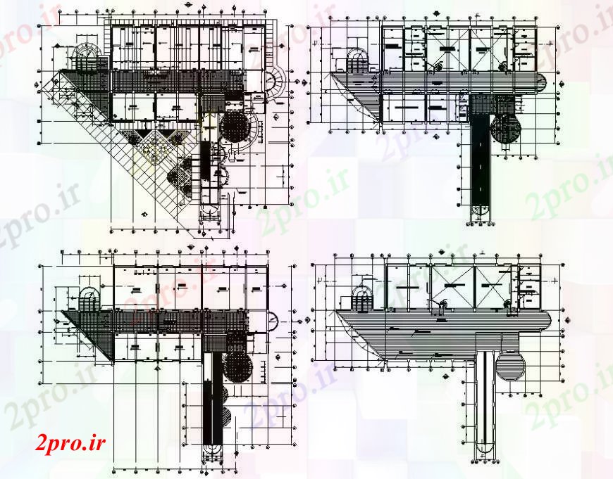 دانلود نقشه ساختمان اداری - تجاری - صنعتی ساختمان اداری شرکت های بزرگ جزئیات کف 23 در 47 متر (کد95364)