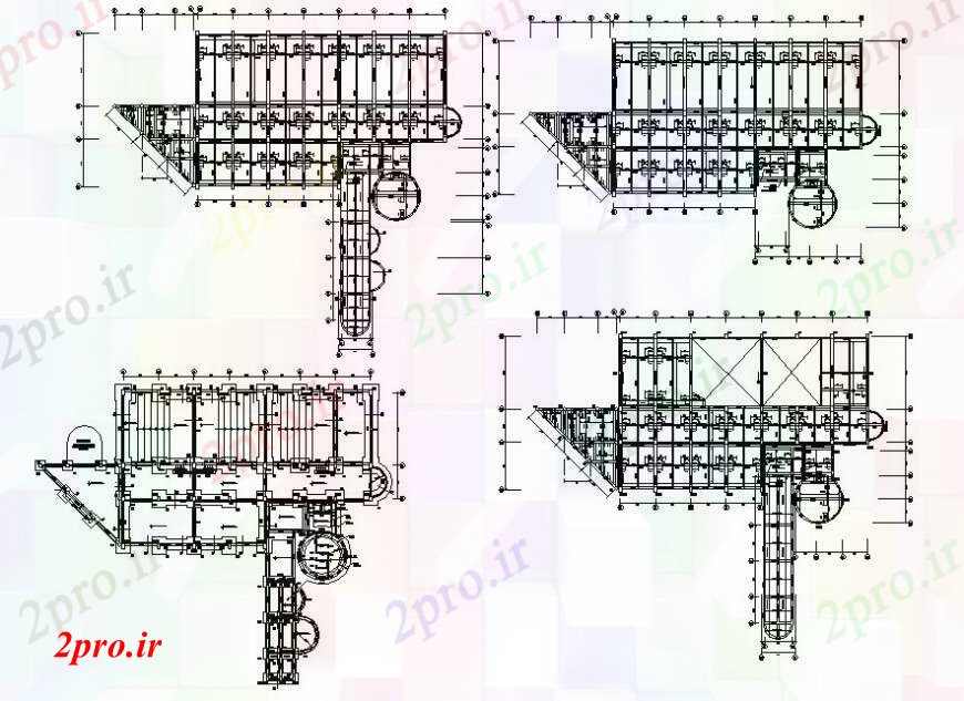 دانلود نقشه طراحی اتوکد پایه ساختمان کارخانه جزئیات ساخت و ساز   (کد95381)
