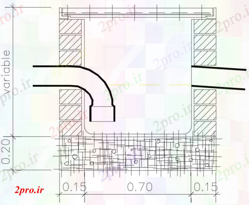 دانلود نقشه بلوک ، آرام ، نماد  مقطعی شومینه خط لوله دو بعدی  (کد95405)