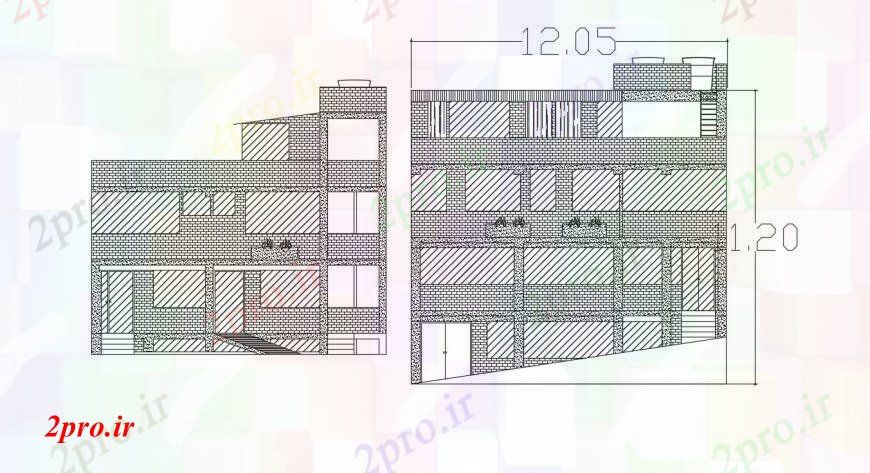 دانلود نقشه مسکونی  ، ویلایی ، آپارتمان  طراحی  دو بعدی  آپارتمان   بالکن  اتوکد نما (کد95423)