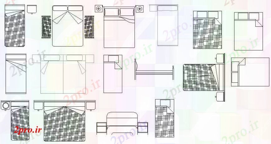 دانلود نقشه دو تخته  طراحی های تخت خواب مبلمان  (کد95433)