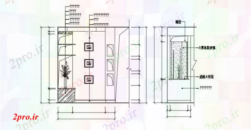 دانلود نقشه طراحی و مبلمان اتاقکابینت چوبی اتاق  ورودی طراحی جزئیات (کد95460)