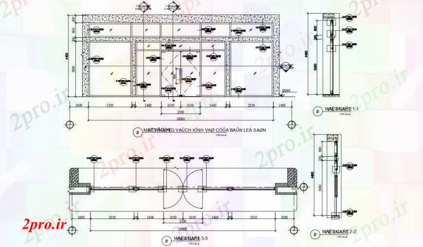 دانلود نقشه جزئیات طراحی در و پنجره  طراحی  دو بعدی  از ورود درب خانه   (کد95474)