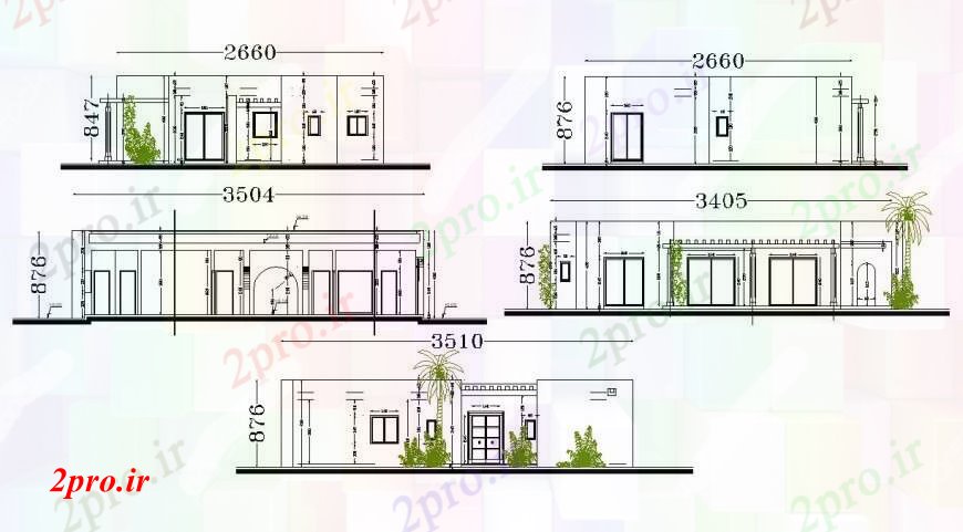 دانلود نقشه مسکونی  ، ویلایی ، آپارتمان  نما و بخش از طراحی های خانه  جزئیات (کد95495)