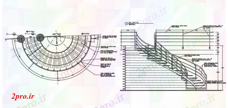 دانلود نقشه جزئیات پله و راه پله   مدور بخش راه پله ها و ساختار سازنده جزئیات (کد95583)