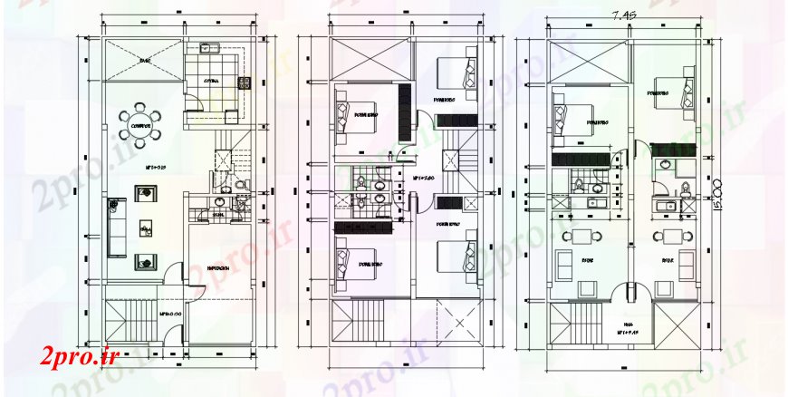 دانلود نقشه مسکونی  ، ویلایی ، آپارتمان  چند سطح و چند خانواده طرحی طبقه خانه  توزیع طراحی جزئیات (کد95597)