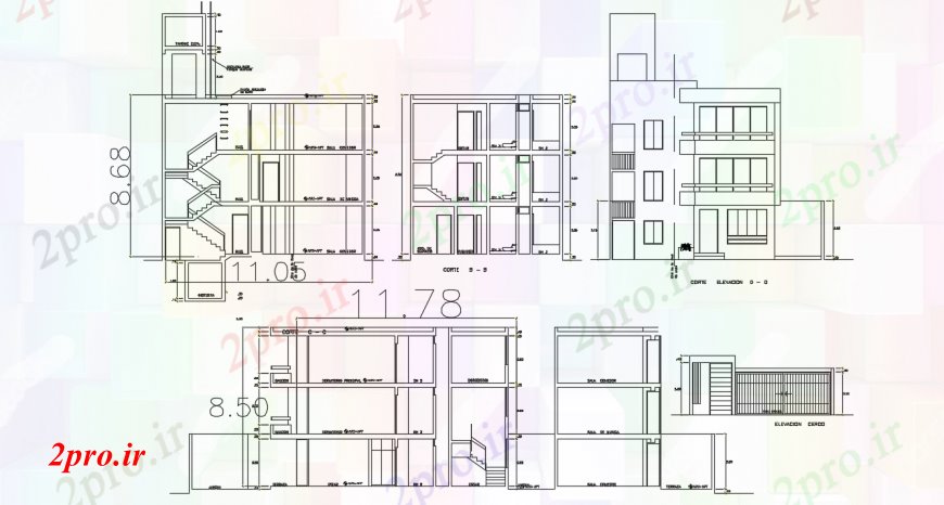 دانلود نقشه مسکونی  ، ویلایی ، آپارتمان  بی آشنا مسکونی نما ساختمان و بخش  جزئیات طراحی  (کد95601)