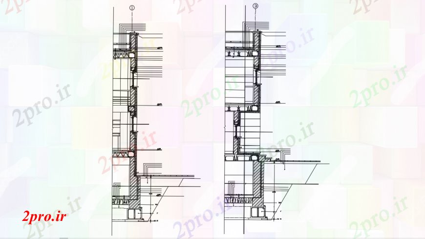 دانلود نقشه طراحی جزئیات ساختار ویلای مسکونی هر دو برش طرفه بخش سازنده جزئیات 18 در 30 متر (کد95605)